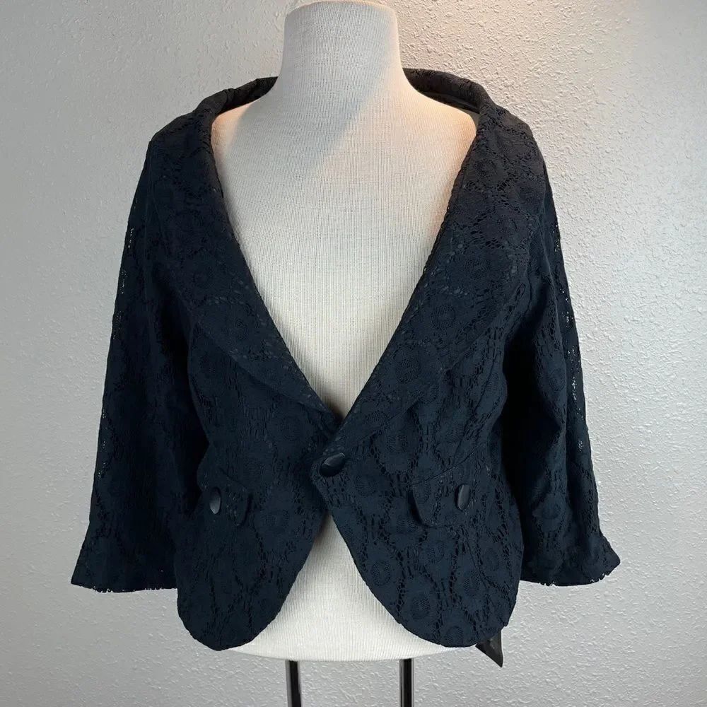 NWT Luciano Dante Black Cropped Dress Jacket L